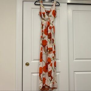 Luxxel Orange Floral Maxi Dress